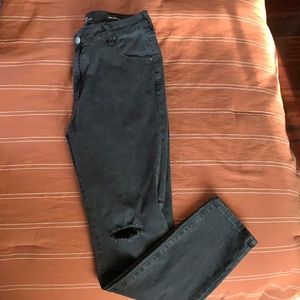 Distressed cotton on jeans